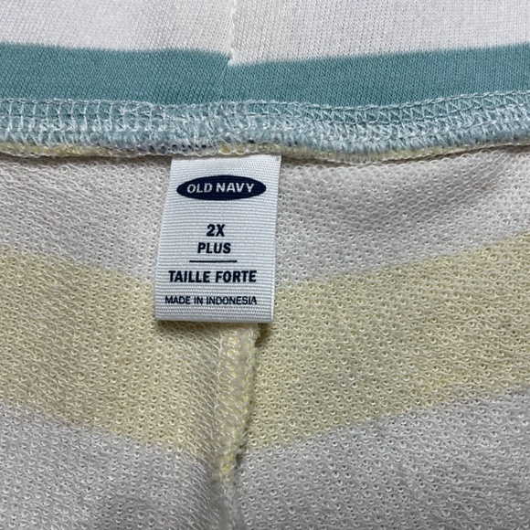 OLD NAVY Cotton Blend Striped Shorts Drawstring Waist Side Pockets US Sz 2X - Picture 5 of 9